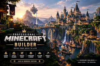 build minecraft castle, villages, base, hubs, spawns, houses