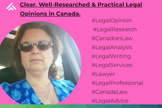 provide a professional legal opinion and legal research in canada