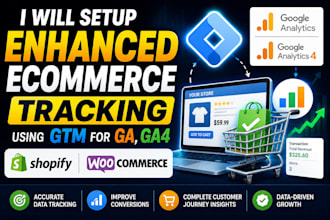 setup enhanced ecommerce tracking with GTM for ga4 shopify woocommerce