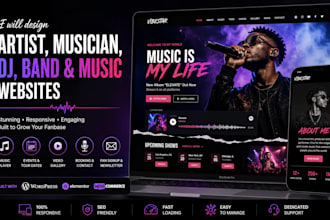 design artist website, musician website, dj, band and record label website