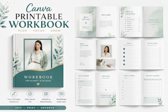design canva printable workbook canva booklet fillable workbook journal notebook