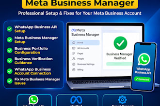 setup whatsapp api, create a verified bm or fix your meta business manager