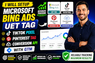 setup microsoft bing ads uet tag, tiktok pixel, pinterest taq capi with gtm