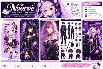 design custom anime oc or vtuber character art