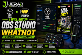 setup obs studio for whatnot vertical streaming, auctions and card breaks