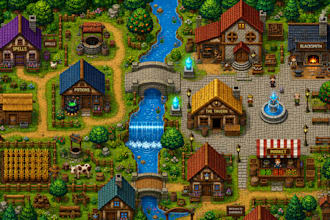 2d top down pixel art tileset game art tilemap rpg maker sprite sheet asset