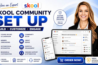 setup skool community skool course creation membership system, community manager