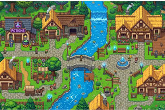 create 16bit 2d top down pixel art rpg tileset tilemap for godot unity rpg maker
