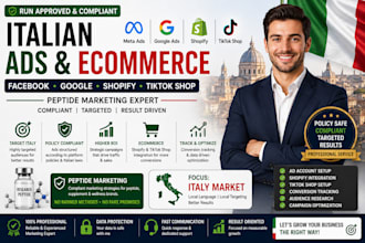 run approved italian facebook google ads shopify tiktok shop peptide marketing