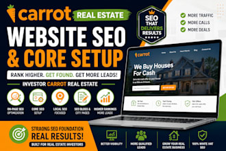 do carrot real estate website SEO and core setup