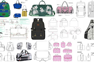 design premium bag, handbag, tote bag, backpack, wallet, and make a tech pack