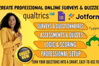 create online survey, assessment quiz forms on surveymonkey and qualtrics