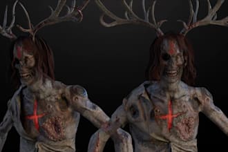 adjust 3d horror model,optimized zombie character,game asset,ue5 humanoid rigged
