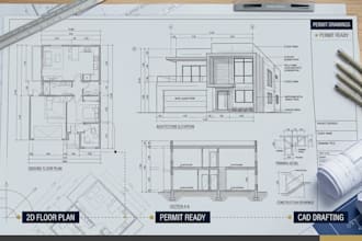 draft architectural house plans, floor plans and permit drawings
