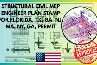 structural civil mep engineer plan stamp for florida tx ga nj ma ny ga permit