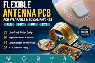 design flexible antenna pcb for wearable medical patches, ble, nfc, rf and iot