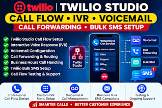 setup twilio studio call flow and ivr voicemail call forwarding twilio bulk sms