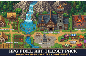 create top down 16bit pixel art rpg tileset tilemap for unity godot rpg maker