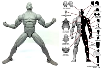sculpt a custom 3d articulated figure or doll for resin or filament 3d printing