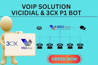 set up 3cx and vicidial with sip trunk p1 bot and IVR
