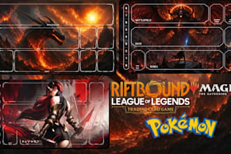 design mtg playmat,tcg,pokemon, anime playmat, yugioh and card game mat