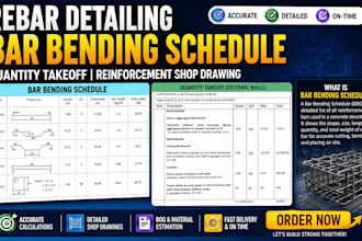 rebar detailing bar bending schedule quantity takeoff reinforcement shop drawing