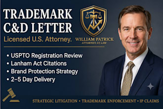 draft a trademark cease and desist demand letter and legal notice