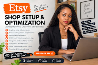 create etsy store, etsy shop setup, etsy product listings, SEO and promotion