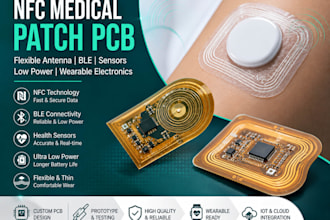 design nfc medical patch pcb with flexible antenna, ble, sensors, low electronic