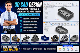 3d cad design industrial product design mechanical part design for manufacturing
