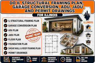 do il structural framing plans, garage conversion, adu, jadu and permit drawings