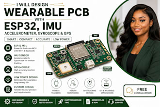 design wearable pcb with esp32 im accelerometer gyroscope and gps