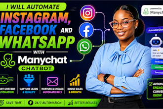 automate instagram, facebook and whatsapp with manychat chatbot
