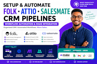 setup folk attio salesmate crm pipeline workflow automation make integration