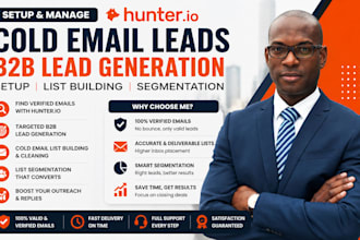 setup hunter io cold email leads b2b lead generation create list segmentation