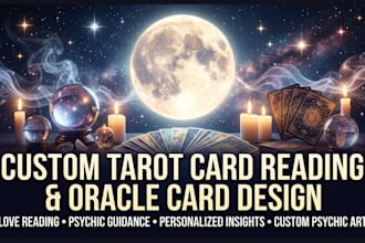 do custom tarot card reading and oracle card design love reading, psychic art