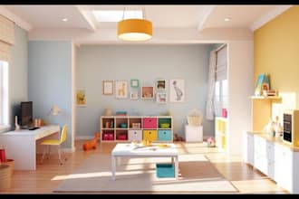 create luxury 3d kids room design, playroom, 3d playing ground design and render