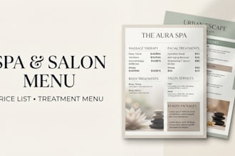 design spa salon beauty price list service menu and treatment menu
