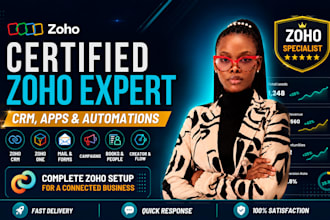setup zoho CRM, zoho one, zoho books, zoho forms and zoho campaigns apps