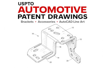 create uspto automotive patent drawings, brackets accessories autocad line art