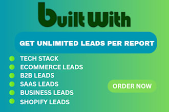 provide builtwith pro tech stack reports, shopify leads and targeted b2b leads