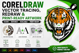 do coreldraw vector tracing, redraw and print ready artwork