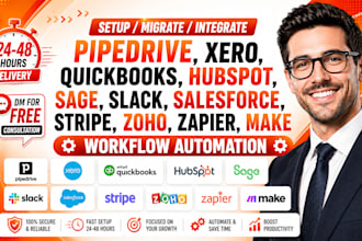 pipedrive xero quickbooks hubspot sage slack salesforce stripe zoho zapier make