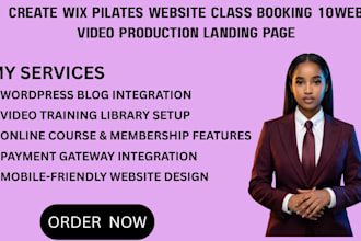 create wix pilates website class booking 10web video production landing page