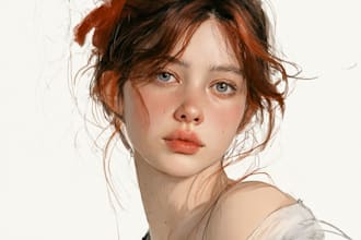 draw portraits in a watercolor, anime, manga style