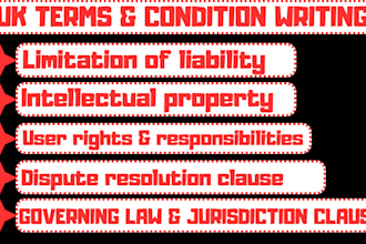 write UK terms and conditions or terms of service for your website