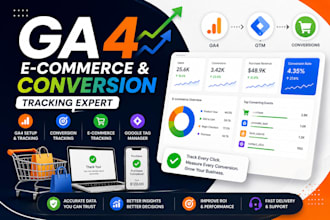 fix or setup ga4, google tag manager, ecommerce and conversion tracking
