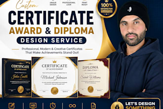 design professional award, diploma and gift certificate