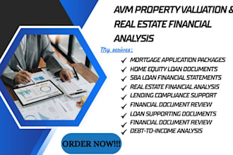 provide avm property valuation reports and real estate financial analysis