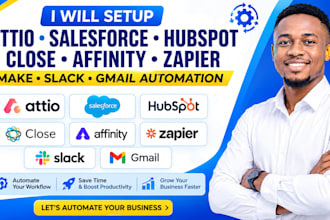 setup attio salesforce hubspot close affinity zapier make slack gmail automation